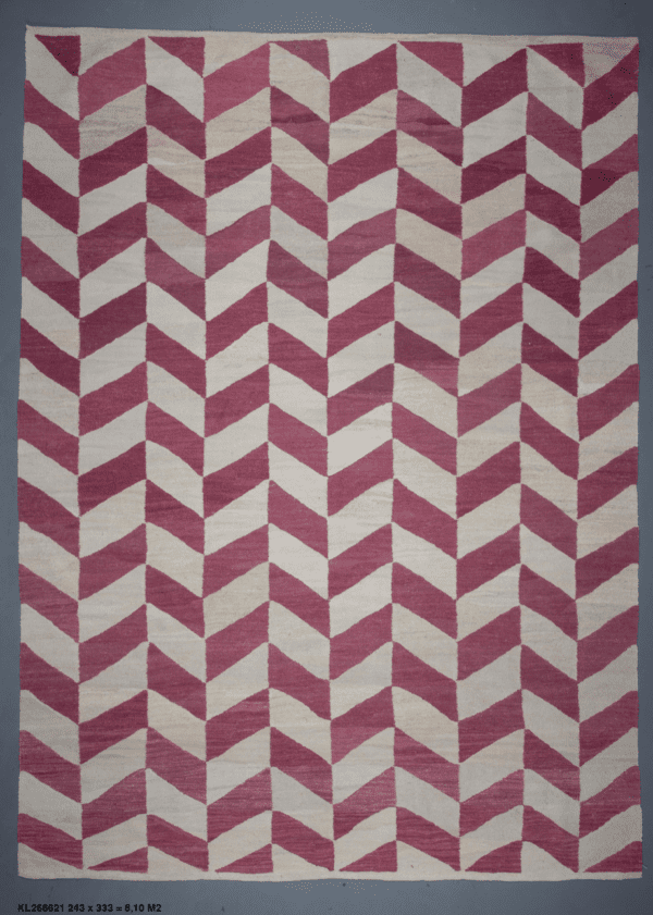 Magenta Pink Mosaic Kilim Handmade Turkish Flat-woven Rug Large