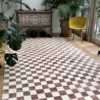 check design brown cream handwoven rug bespoke sizes