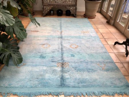 Blue Moroccan Berber Rug Midcentury Mrirt 200x305cm