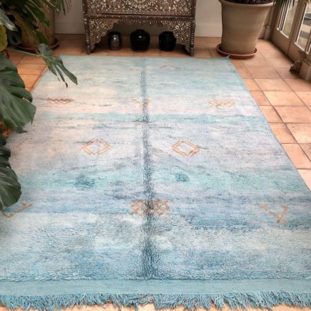 Blue Moroccan Berber Rug Midcentury Mrirt 200x305cm