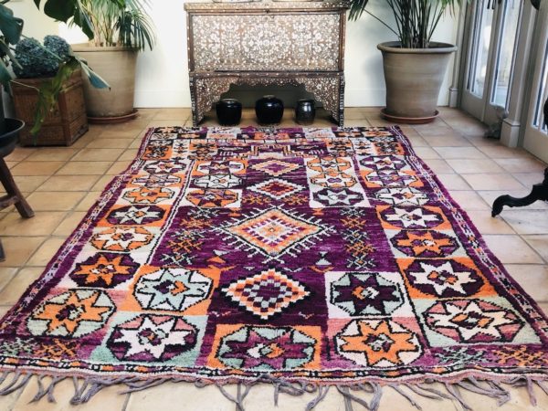 large moroccan berber rug in colourful geometric design