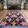 Small Colourful Diamond Design Runner Moroccan Berber Runner Short Low Pile Rug Size 80x180cm