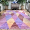 extra large handwoven turkish rug new made colourful diamond design bordeaux purple yellow Large size 250x350cm