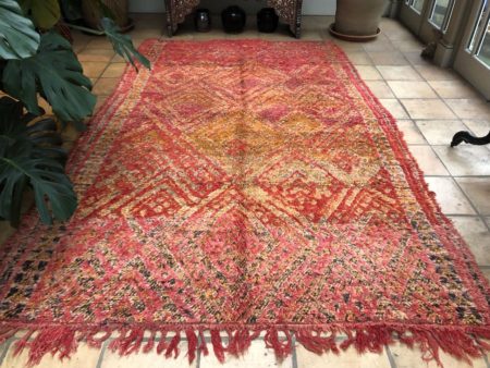 Pink Moroccan Zaiane Berber Rug Midcentury Large 185x305cm