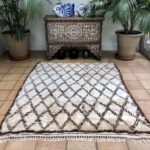 Vintage Moroccan Azilal Berber Carpet Handwoven Wool Rug Brown Geometric Design Piel Rug In Square Size 175x220cm