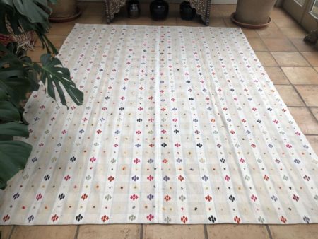 Floral Turkish Kilim Midcentury Flat-weave 200x252cm