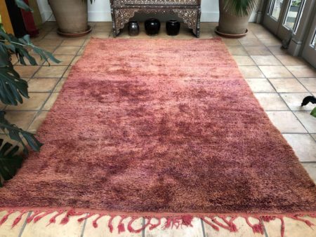 Plain Coral Pink Moroccan Berber Rug Mrirt 185x285cm