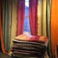 Turkish kilim perde curtain striped colourful antique fabric