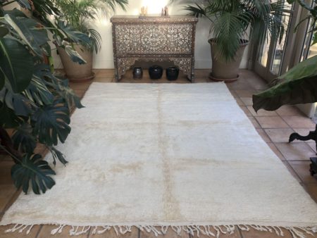 Plain White Wool Rug Moroccan Berber 204x300cm