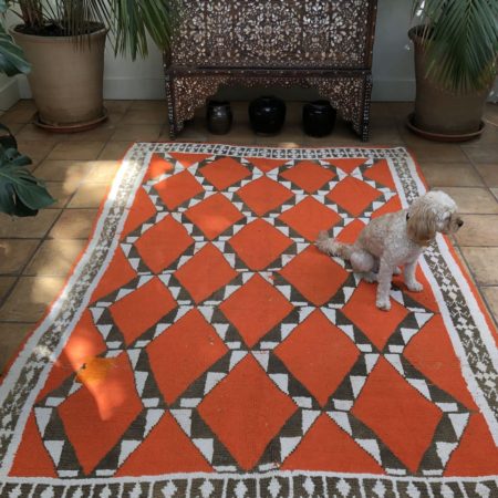 Orange Berber Rug Vintage Handwoven Moroccan Carpet 155x170cm