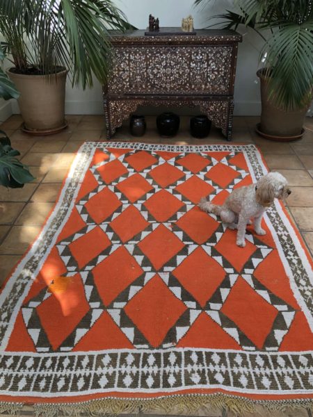 Orange Berber Rug Vintage Handwoven Moroccan Carpet 155x170cm