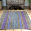 Grey Striped Turkish Kilim Small Square Area Rug Flatweave 155x155