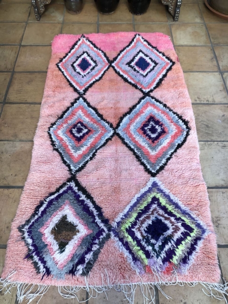 Small Pink Moroccan Berber Runner 100x190cm