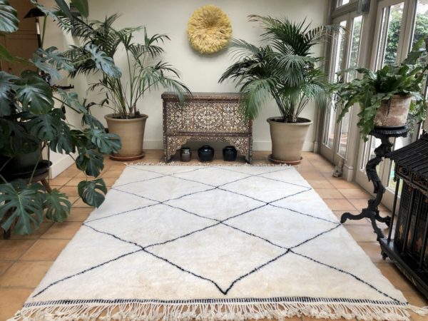 Beni Ouarain Rug New Made Simple Geometric Design Large Size 225x282cm