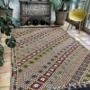 Turkish Kilim Vintage Diagonal Striped Manisa Flatweave Large 200x310cm