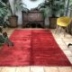 Red Moroccan Berber Rug Plain Large Area Rug Short Pile 275x190cm