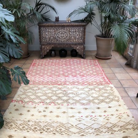 Pink Yellow Geometric Moroccan Berber rug