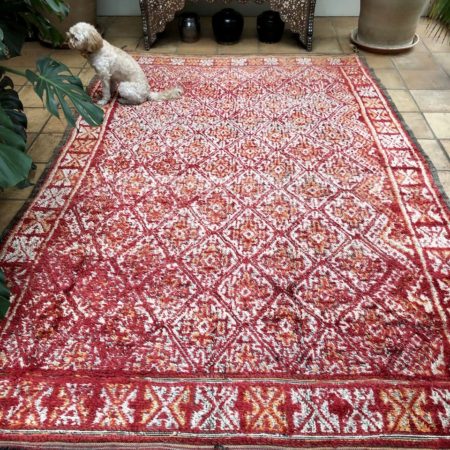 Zaiane Berber Rug Red White Geometric Design Large 190x300