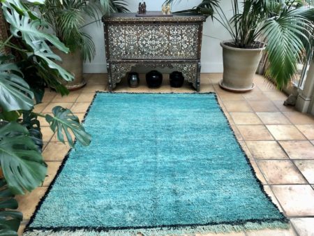 Teal Blue vintage handwoven Moroccan Berber Rug