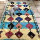 Yellow Teal Moroccan Boucherouite Rag Rug Runner 122x245cm