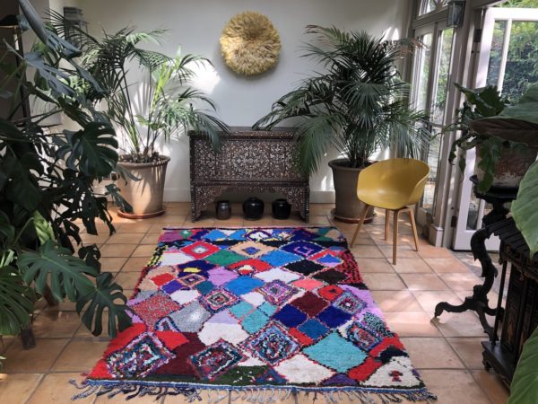 cheerful moroccan berber rag rug in colourful bright palette medium size