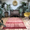 Plain Red Coral Handwoven Moroccan Berber Rug 160x214cm