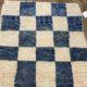navy blue check design handwoven short pile rug carpet