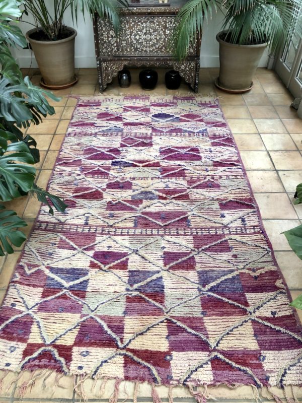 Pink Purple Berber Rug Moroccan Handwoven Carpet 180x330cm