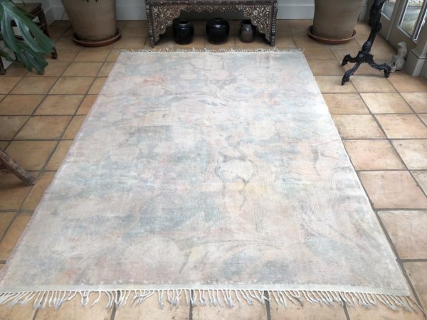 Handknotted Turkish Hemp Kilim Rug Pink Swirl Design 175x265cm