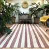 Dusty pink vertical striped handwoven kilim rug large area