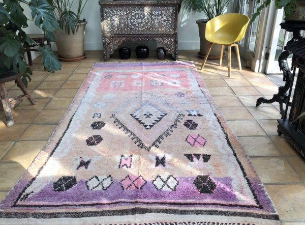 Pink Moroccan Berber Carpet Large Handwoven Rug 161x335cm
