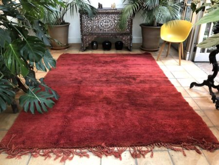 Contemporary Red Plain Moroccan Handwoven Rug 210x290cm