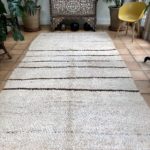 Vintage Moroccan Berber Rug Looped Pile Brown Stripes 180x370cm