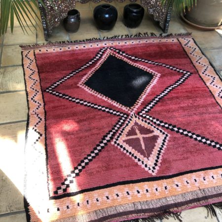 Square Moroccan Red Vintage Boujaad Rug 140x170cm