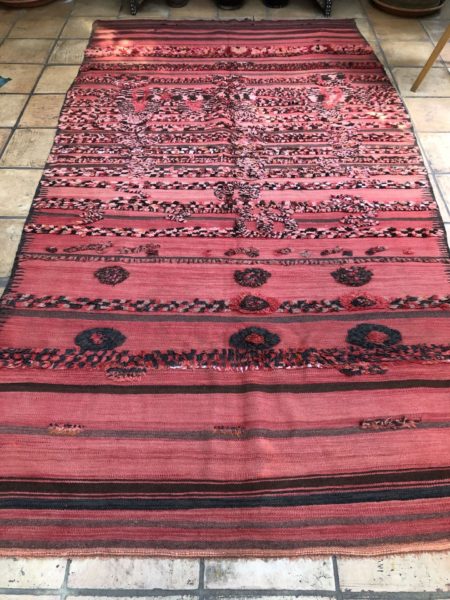 Moroccan kilim rug flatwevae red handwoven moroccan berber kilim striped vintage midcentury rug