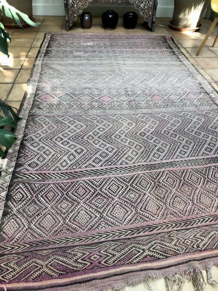 pale pink Vintage Handwoven kilim rug large flatweave kilim carpet 175x300