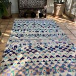 Purple Teal Moroccan Berber Rug Handwoven Vintage Carpet 170x305cm