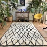 Vintage Moroccan Beni Ouarain Carpet Charcoal Design 175x330cm