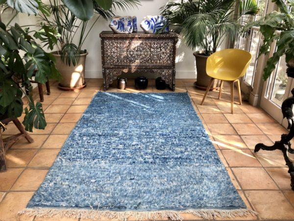 Blue Berber Rug Handwoven Moroccan Carpet Runner 160x265cm