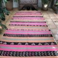 pink orange black striped kilim DIY fabric upholstery rug large