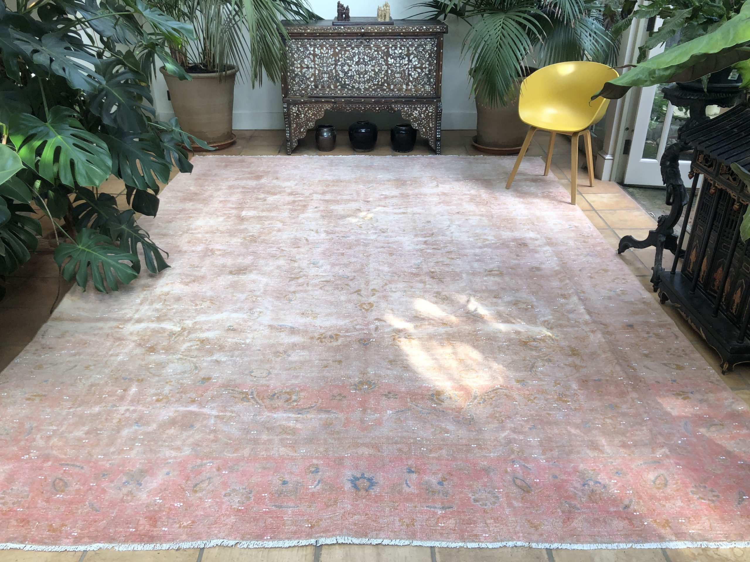 Pink Short Pile Handwoven Turkish Carpet 272x376cm