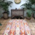Vintage Turkish kilim rug handwoven soft pink orange flatwoven turkish rug