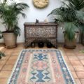 blue green turkish handwoven kilim rug flatweave medium size 150x230cm durable texture