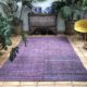 Striped Turkish Kilim Vintage Flatweave in Purple Pink Large 189x260cm