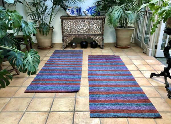 2 Purple Striped Matching Turkish Kilim Runners 84x230cm 375£PP