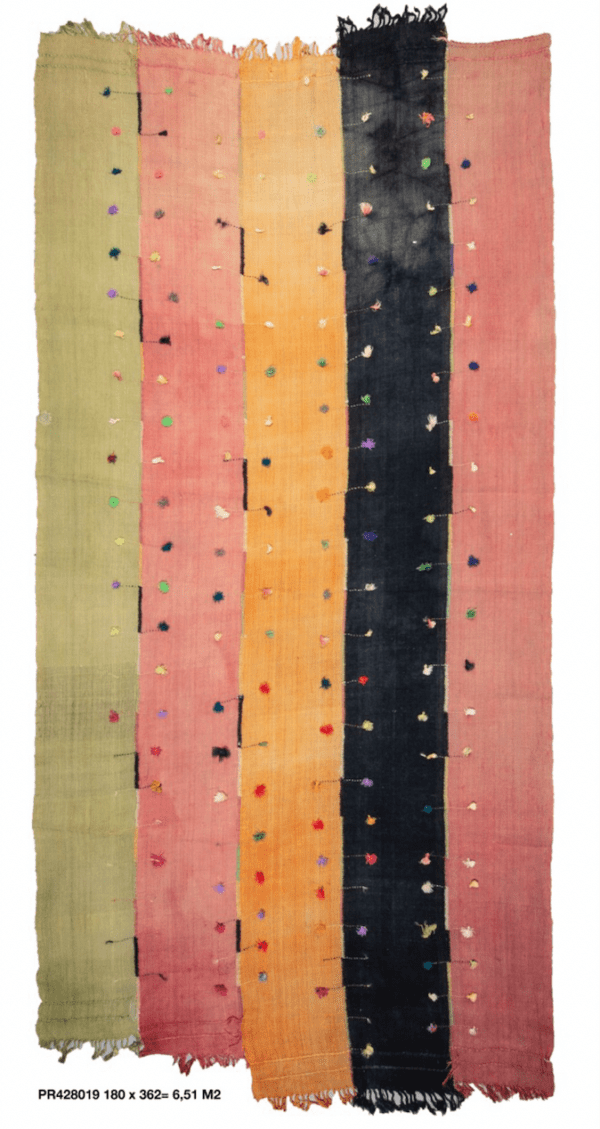 Turkish Perde Kilim Midcentury Vintage Handmade Handwoven Kilim Striped Vegetable dyes Large Area Rug Floorcover Bedcover Curtains Fabric 180x362cm