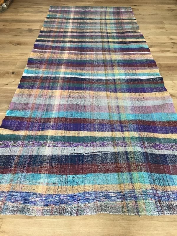Turkisk Striped Kilim Rug 167x383cm DIY Fabric Upholstery