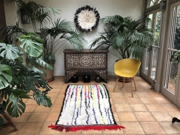 colourful rug moroccan rag rug boucherouite striped design vintage handwoven rug