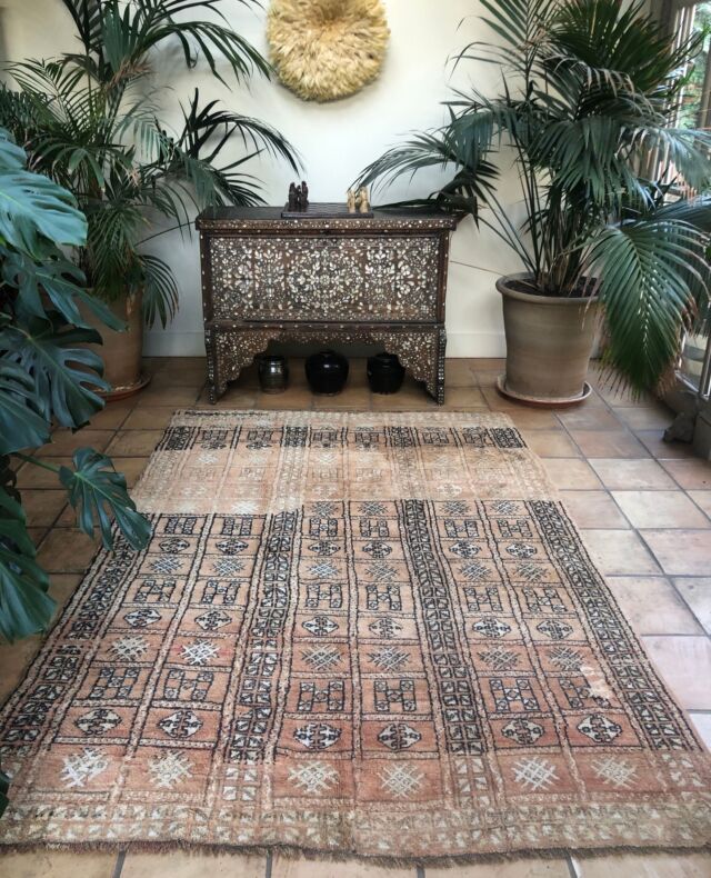 checkerboard Carpet brown white short pile wool rug handmade